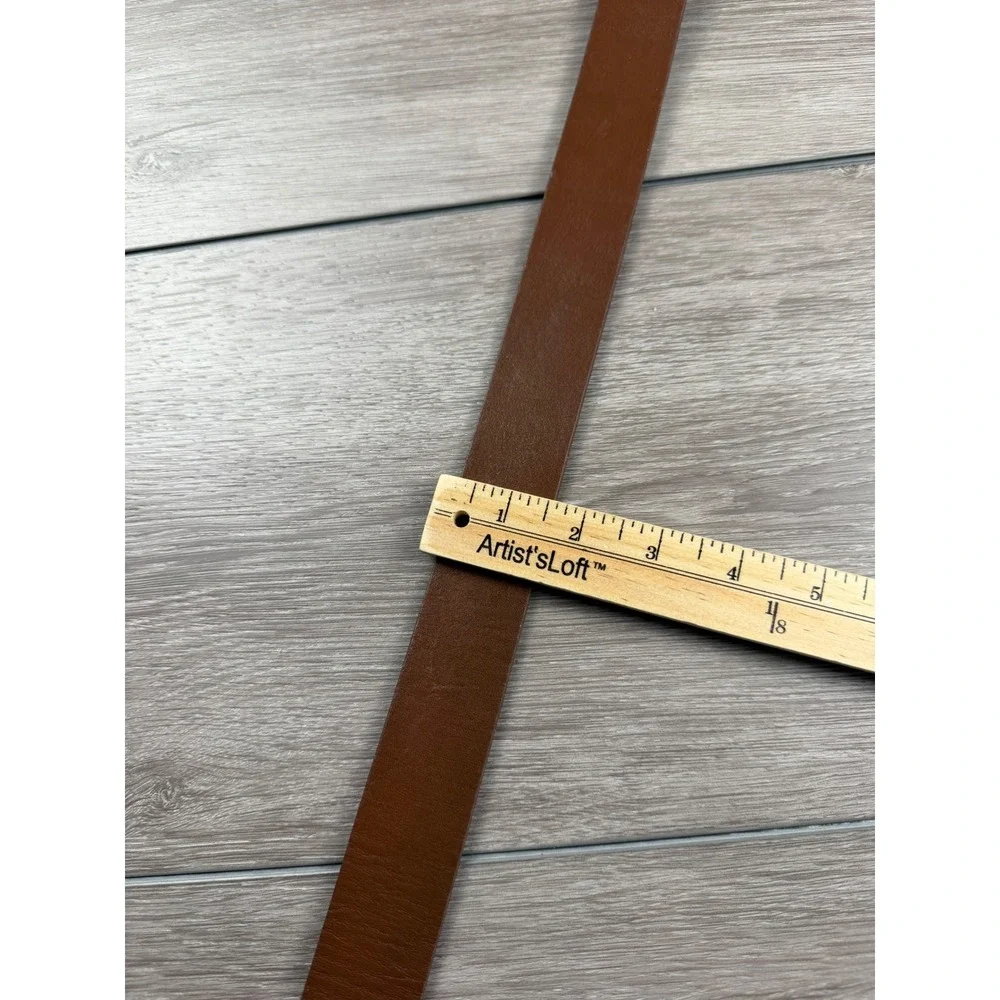 PAIGE Women Belt Genuine Leather Gold Buckle Auburn Brown XL New